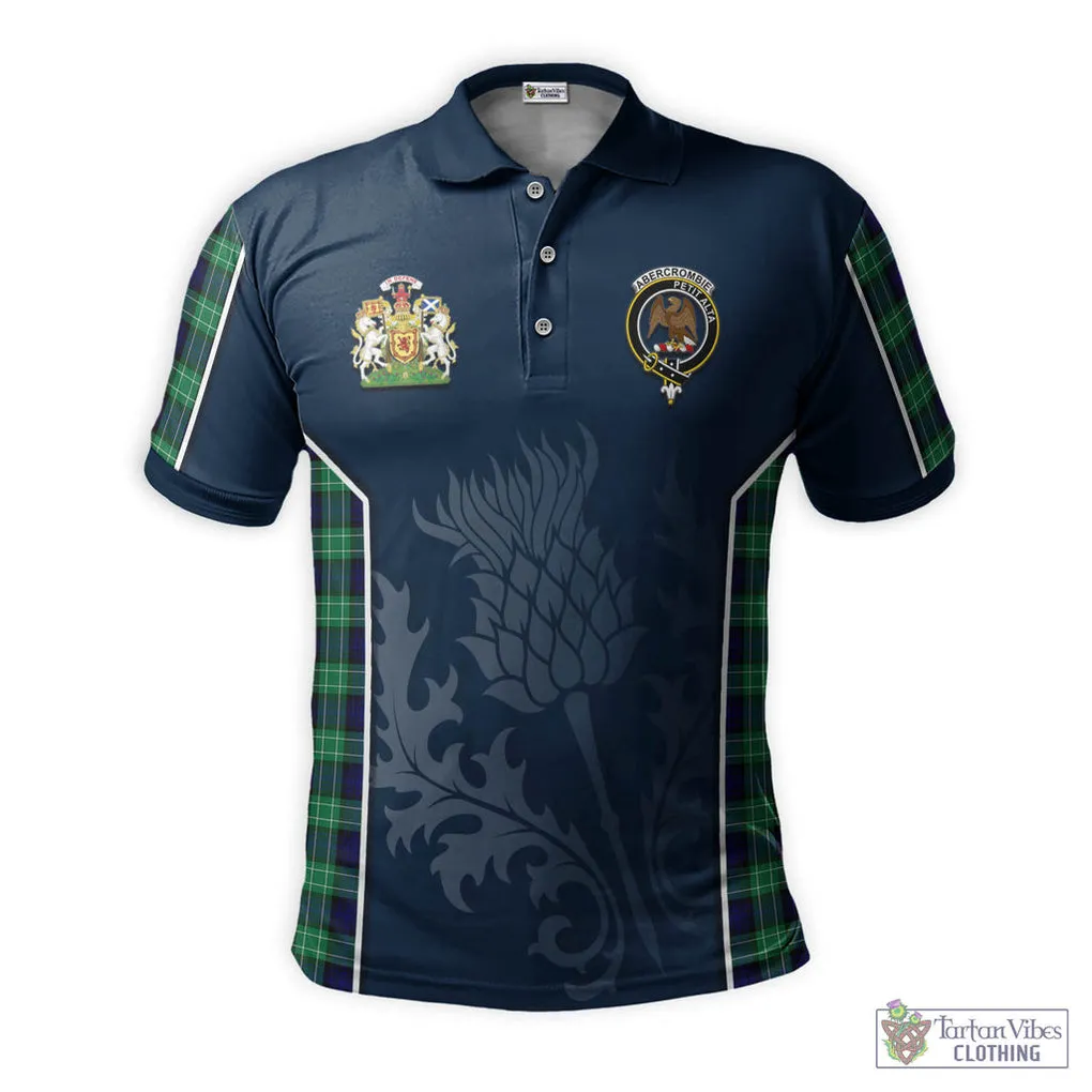 Abercrombie Tartan Men's Polo Shirt with Family Crest and Scottish Thistle Vibes Sport Style
