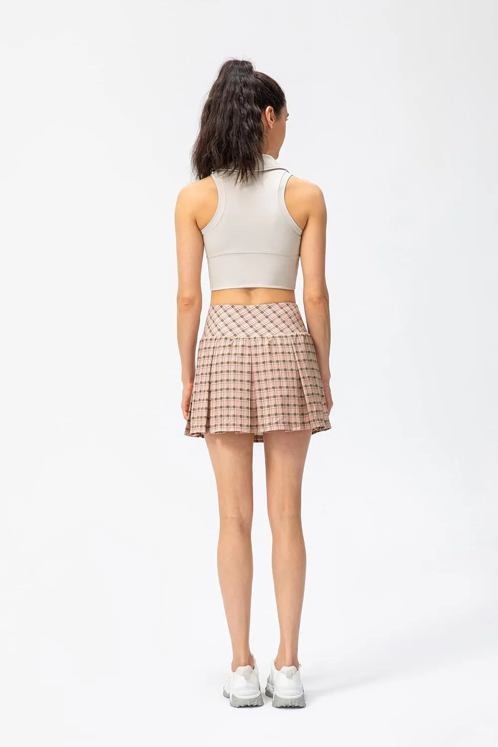 Amxiway Women's Pleated Tennis Skirts with Shorts Mini Plaid Golf Skort High Waisted Skorts Athletic Workout Skater Skirt