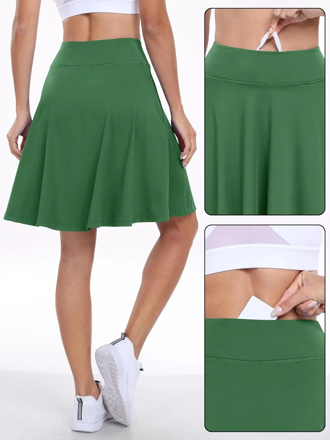 ANRABESS Women Knee Length Tennis Golf Skorts Skirts Summer High Waisted Athletic Skirt Casual Travel Built-in Shorts Clothes