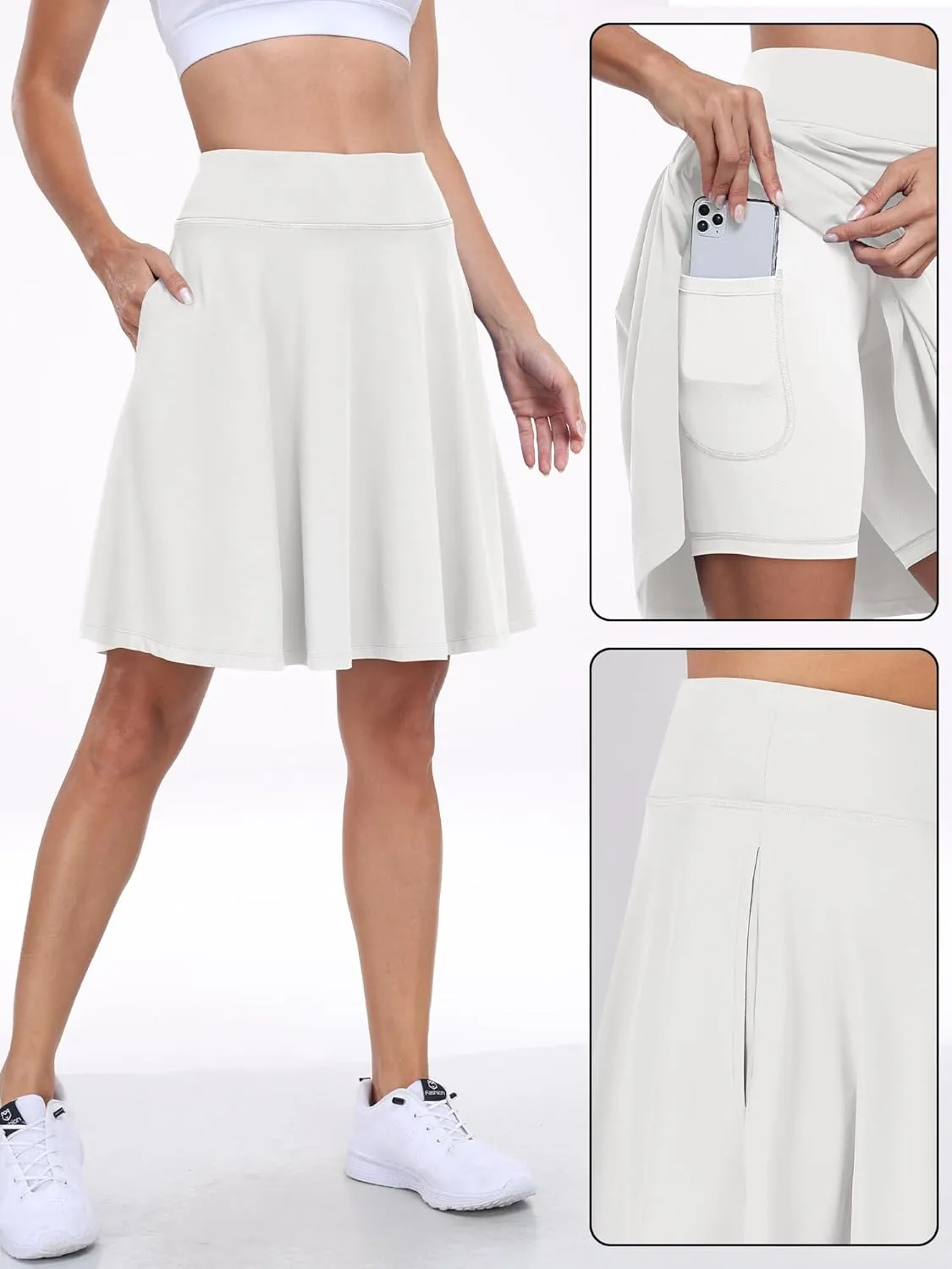 ANRABESS Women Knee Length Tennis Golf Skorts Skirts Summer High Waisted Athletic Skirt Casual Travel Built-in Shorts Clothes