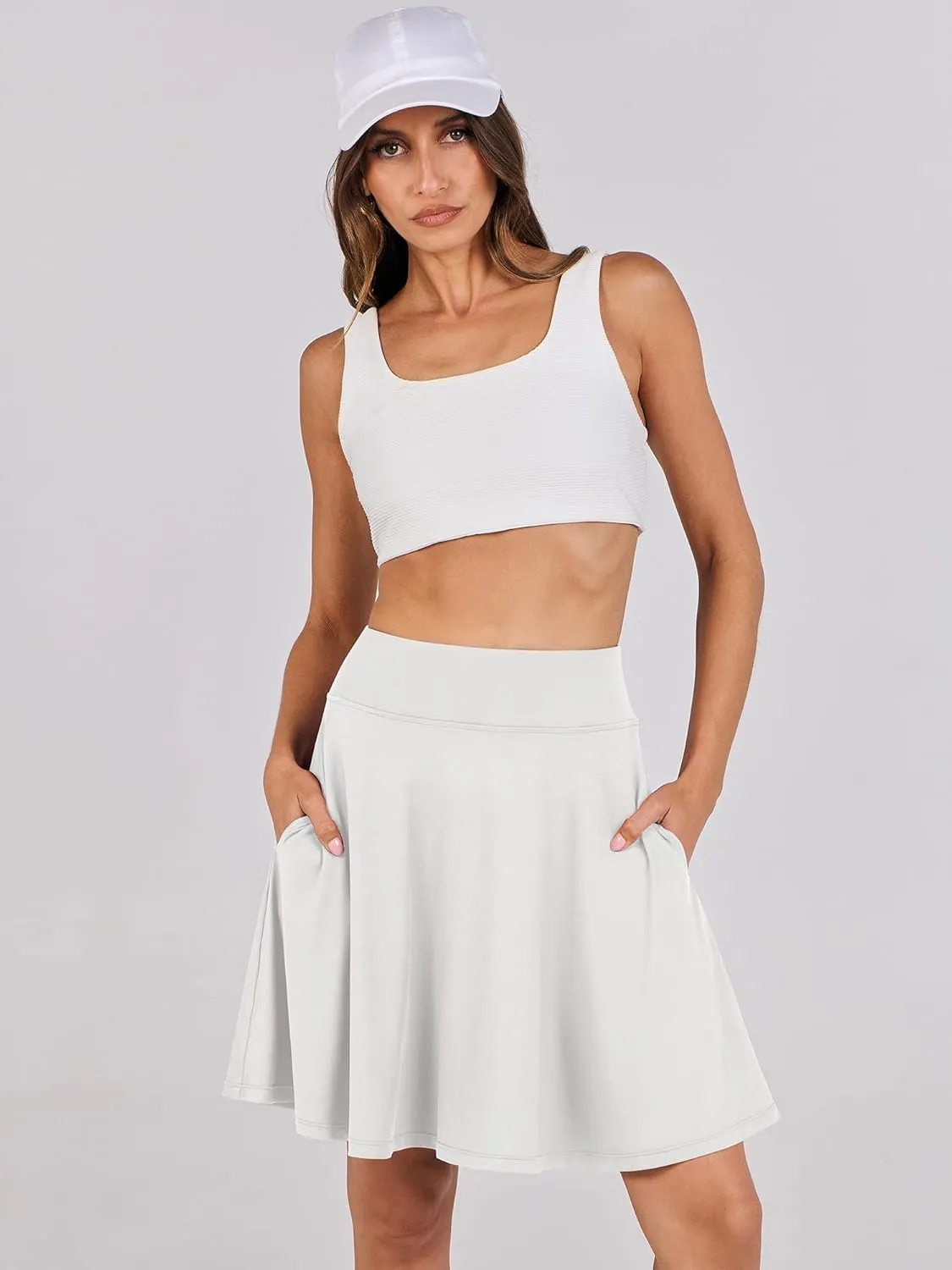 ANRABESS Women Knee Length Tennis Golf Skorts Skirts Summer High Waisted Athletic Skirt Casual Travel Built-in Shorts Clothes