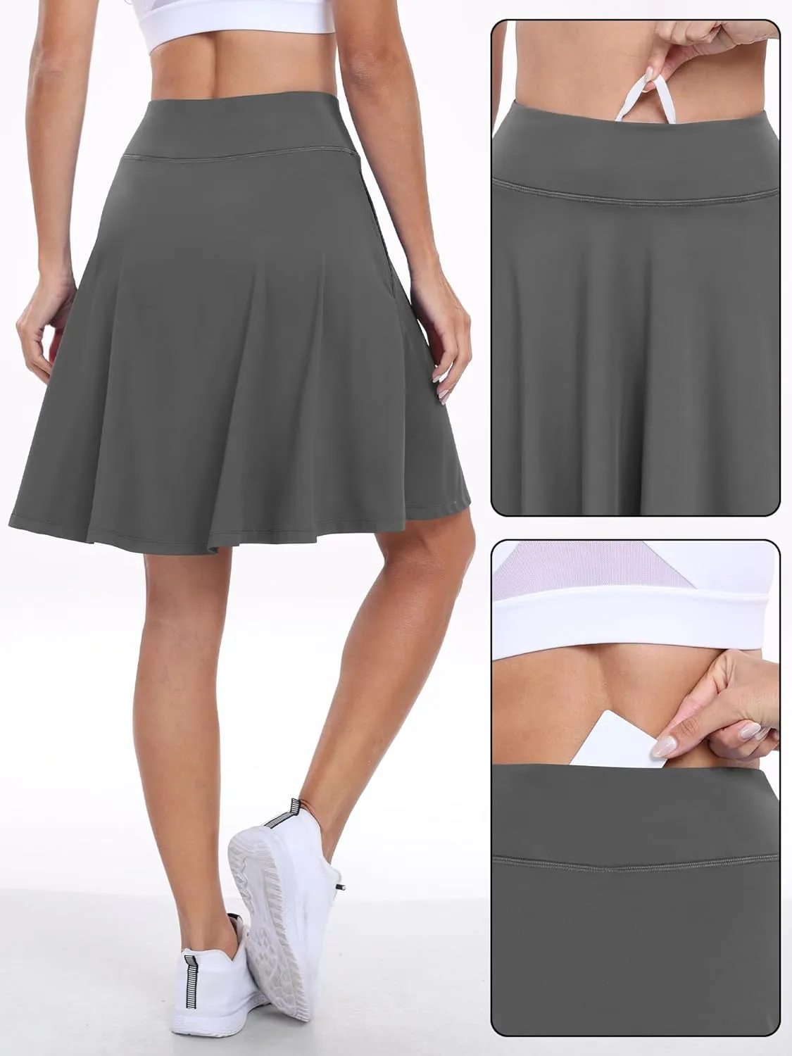ANRABESS Women Knee Length Tennis Golf Skorts Skirts Summer High Waisted Athletic Skirt Casual Travel Built-in Shorts Clothes