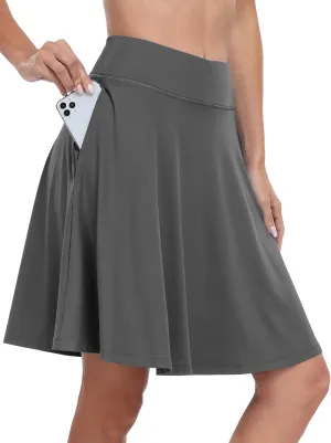 ANRABESS Women Knee Length Tennis Golf Skorts Skirts Summer High Waisted Athletic Skirt Casual Travel Built-in Shorts Clothes