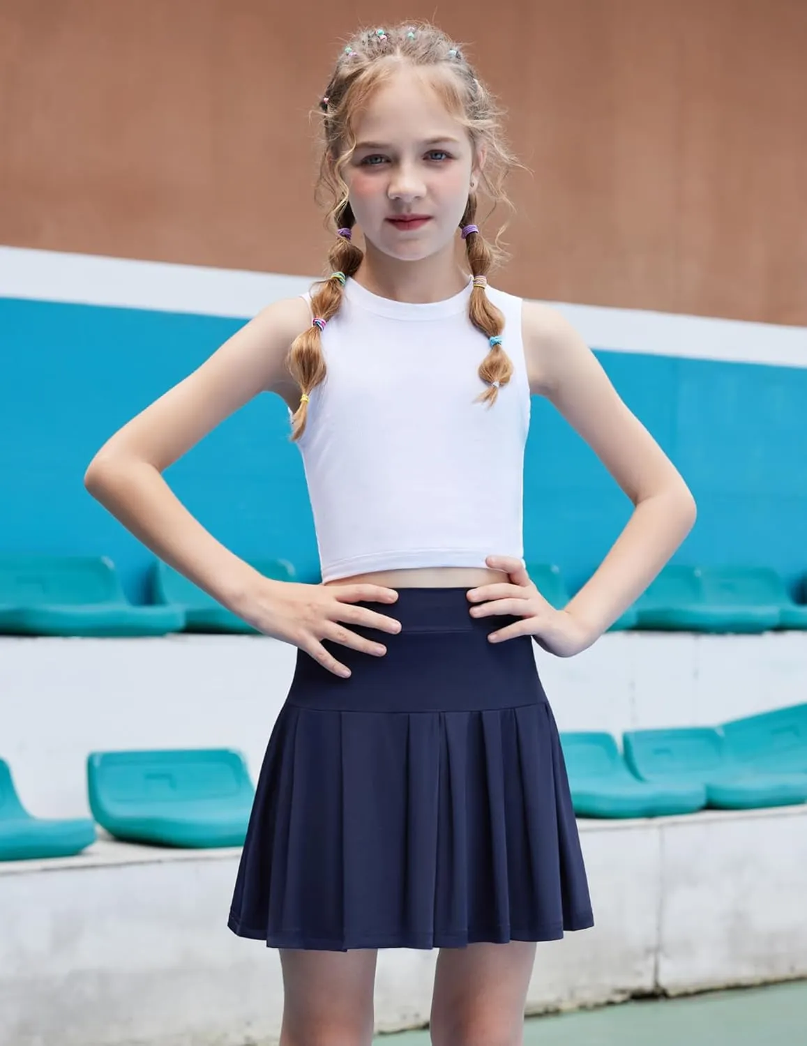 Arshiner Girl's Tennis Skirts with Shorts Athletic Pleated Skirt Workout Performance Skorts with Pockets for Kids 4-13Y