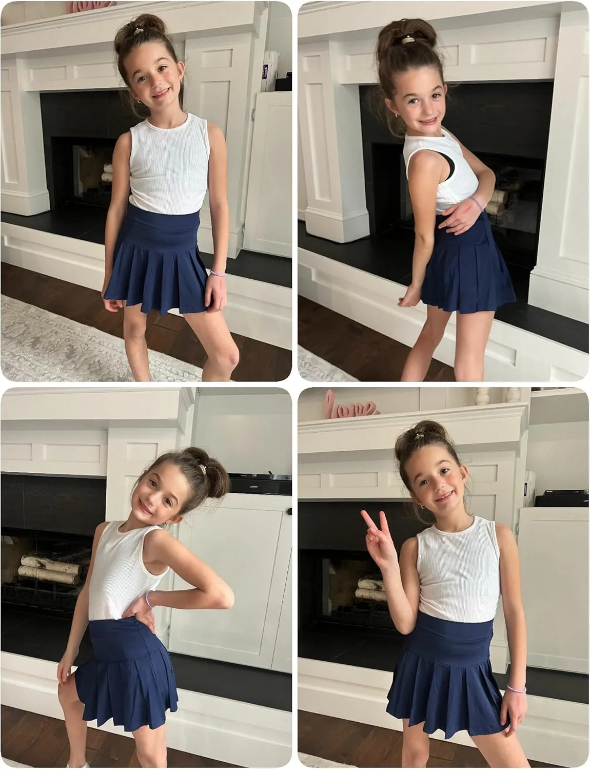 Arshiner Girl's Tennis Skirts with Shorts Athletic Pleated Skirt Workout Performance Skorts with Pockets for Kids 4-13Y