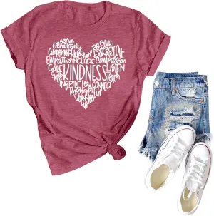 Be Kind Shirt Women Kindness Teacher Shirts Cute Graphic Tee Inspirational Blessed Short Sleeve Tops