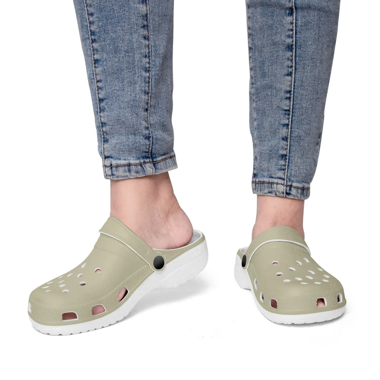 Beige Color Slip On Sandals, Solid Color Classic Solid Color Printed Clogs Sandals Shoes For Men or Women