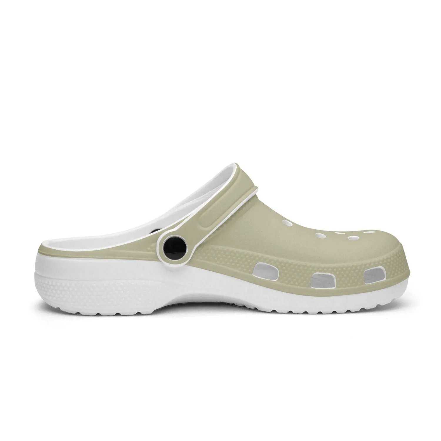 Beige Color Slip On Sandals, Solid Color Classic Solid Color Printed Clogs Sandals Shoes For Men or Women