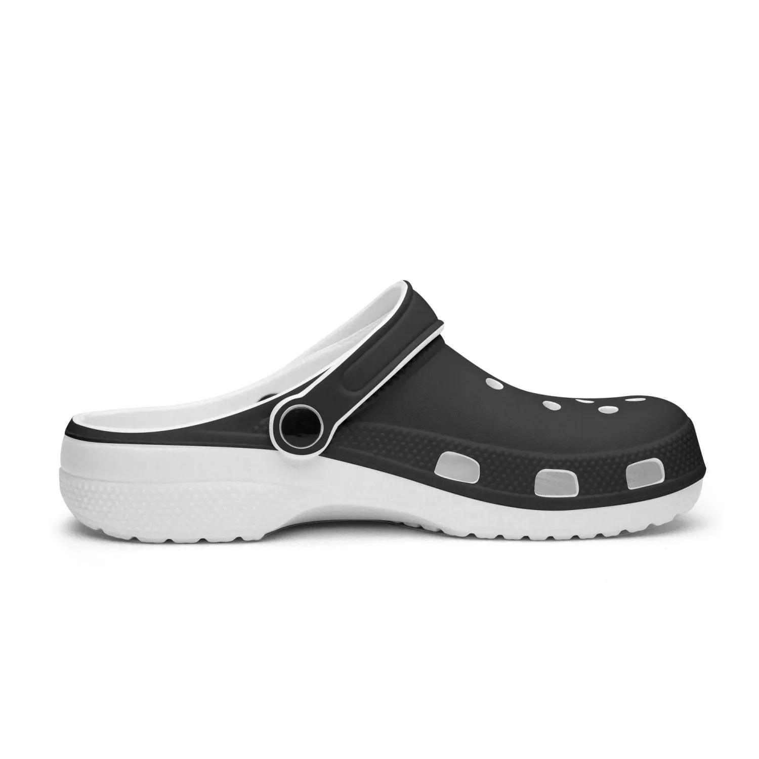 Black Color Slip On Sandals, Solid Color Classic Solid Color Printed Clogs Sandals Shoes For Men or Women