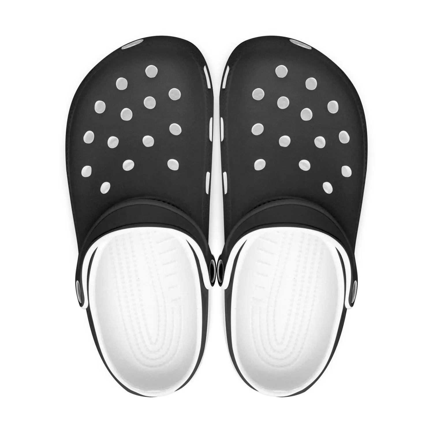 Black Color Slip On Sandals, Solid Color Classic Solid Color Printed Clogs Sandals Shoes For Men or Women