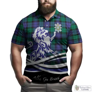 Black Watch Modern Tartan Polo Shirt with Alba Gu Brath Regal Lion Emblem