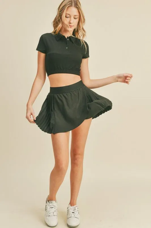 Black Wrap-Style Tennis Skirt