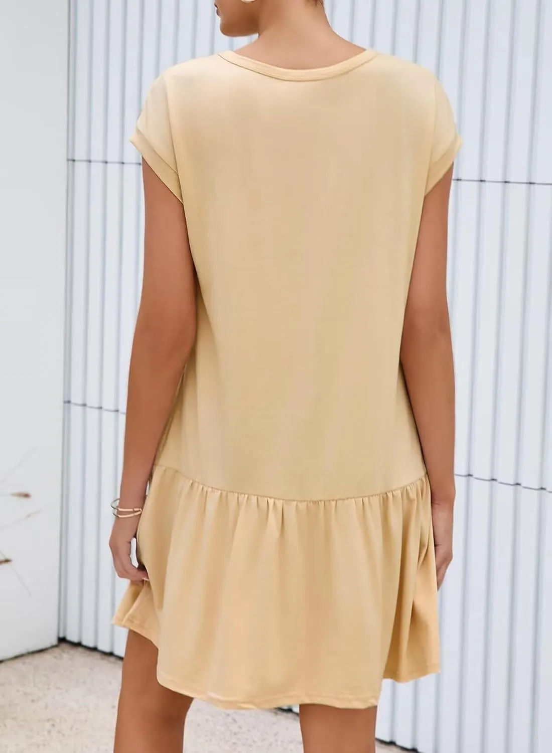 BLENCOT Womens Summer Dresses Casual Cap Sleeve Spring Ruffle Mini Sporty Sweatshirt Trendy Tshirt Dress