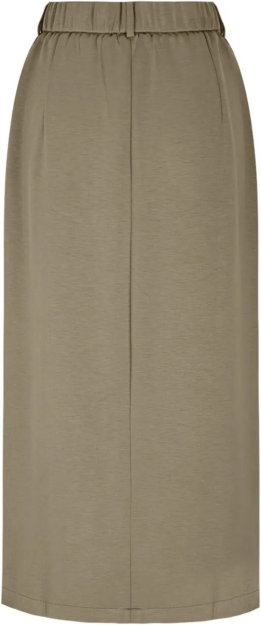 Cargo Skirts for Women High Waisted Midi Skirt Trendy Spring Summer Pencil Slit Dressy Casual Business Work Long Skirts