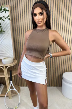 Cream High Waist Tennis Skirt