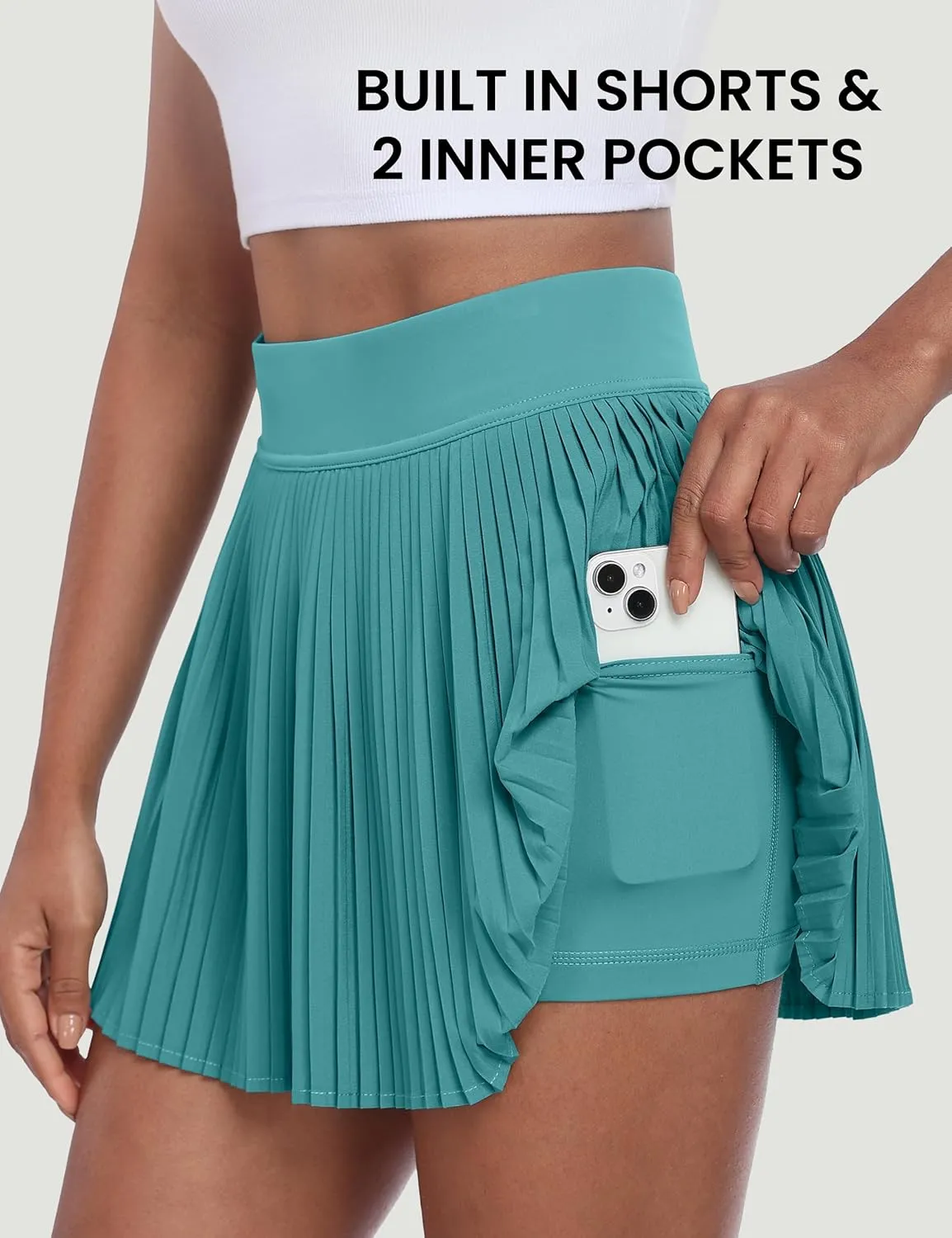 Desol Pleated Tennis Skirt for Women with Pocket Shorts High Waisted Women's Tennis Skort Athletic Golf Skirts for Casual