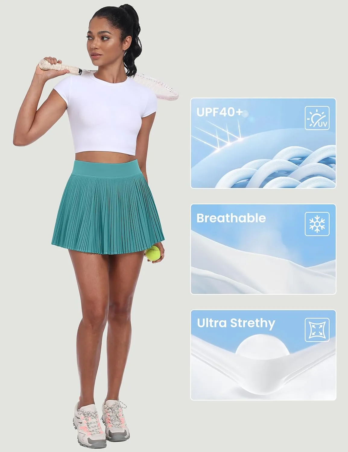 Desol Pleated Tennis Skirt for Women with Pocket Shorts High Waisted Women's Tennis Skort Athletic Golf Skirts for Casual