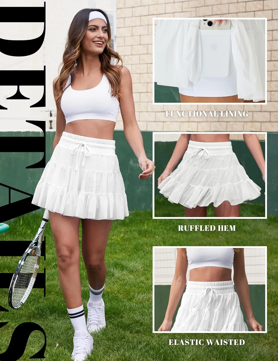 FireSwan Tennis Skirts for Women Golf Skirt High Waisted with Shorts Underneath Athletic Pleated Tulle Ruffle Skorts Pockets