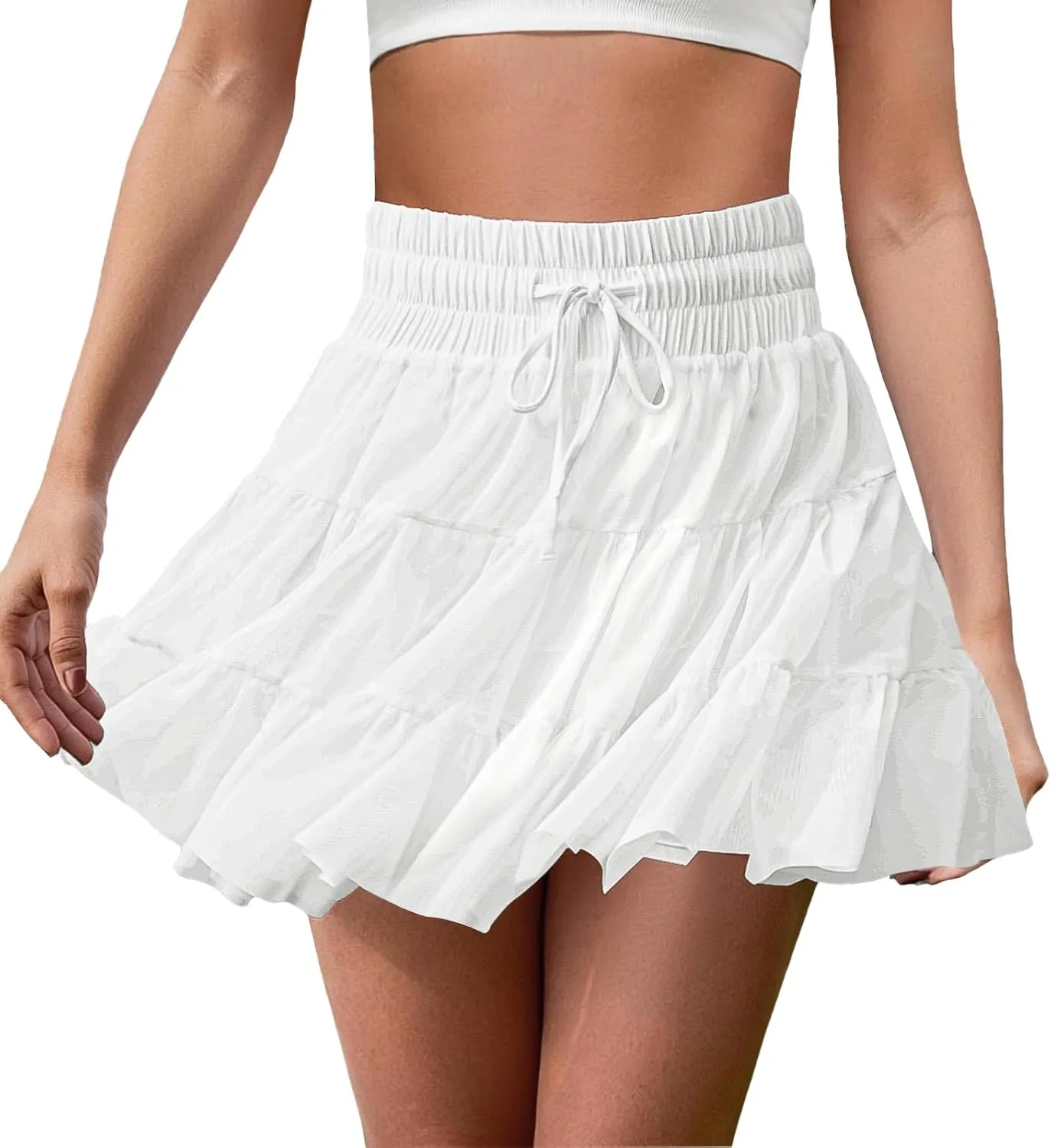 FireSwan Tennis Skirts for Women Golf Skirt High Waisted with Shorts Underneath Athletic Pleated Tulle Ruffle Skorts Pockets