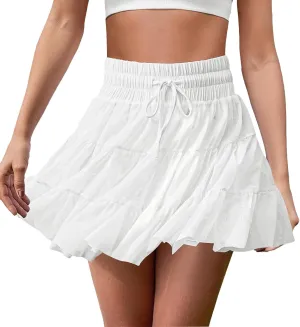 FireSwan Tennis Skirts for Women Golf Skirt High Waisted with Shorts Underneath Athletic Pleated Tulle Ruffle Skorts Pockets