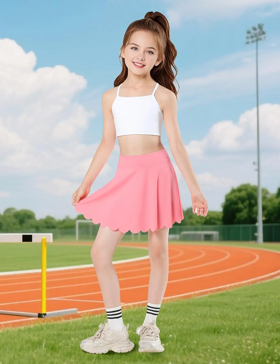 Girls Skorts Tennis Skirt for Girls with Pocket Flowy Butterfly Pleated Athletic Skort Toddler Kids 5-14Y