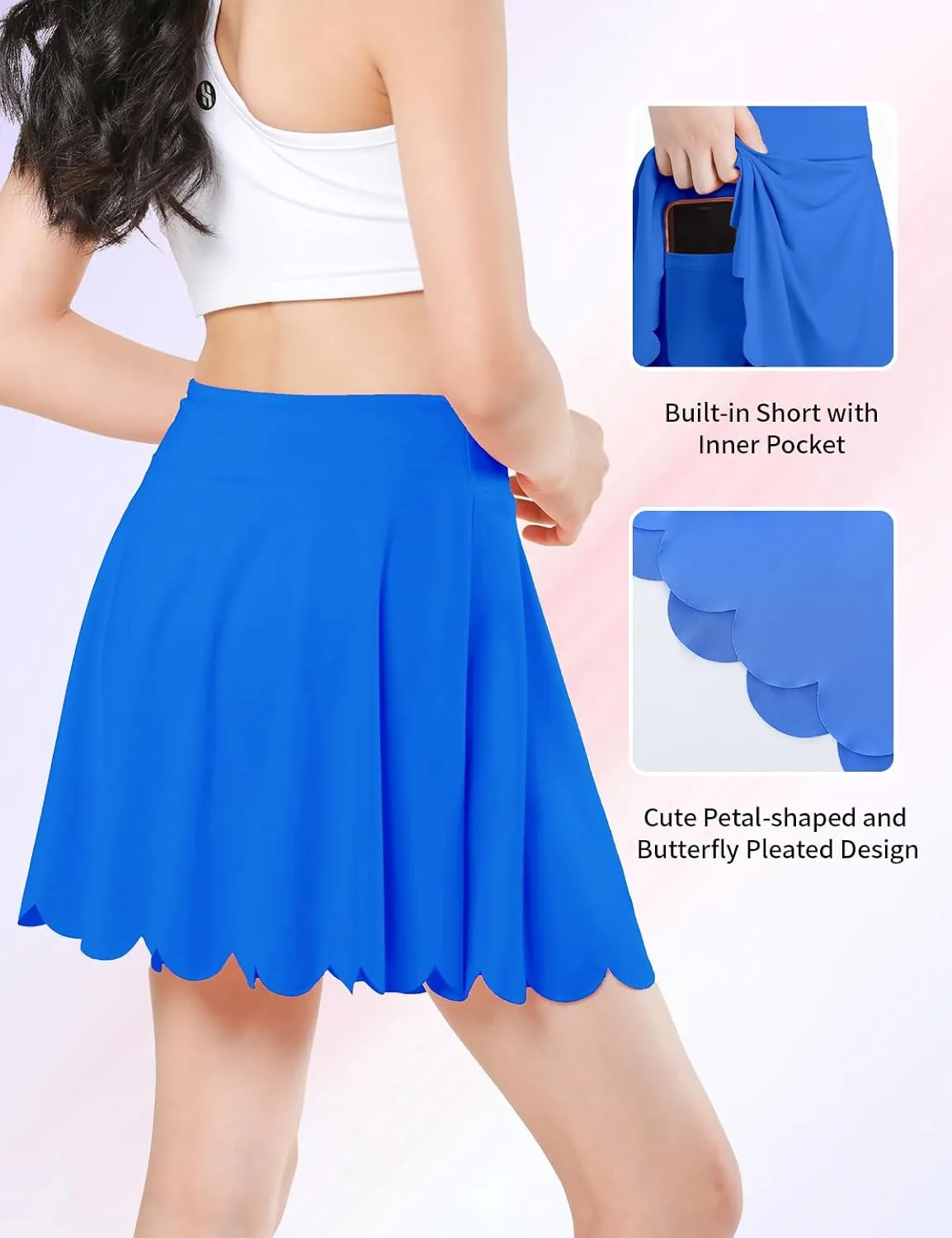 Girls Skorts Tennis Skirt for Girls with Pocket Flowy Butterfly Pleated Athletic Skort Toddler Kids 5-14Y