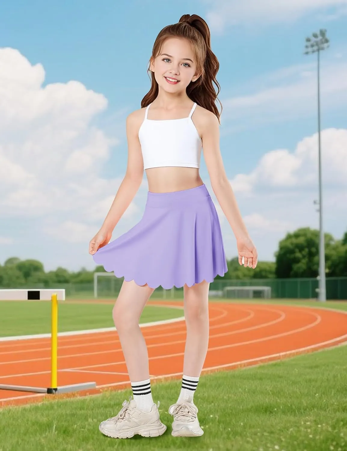 Girls Skorts Tennis Skirt for Girls with Pocket Flowy Butterfly Pleated Athletic Skort Toddler Kids 5-14Y