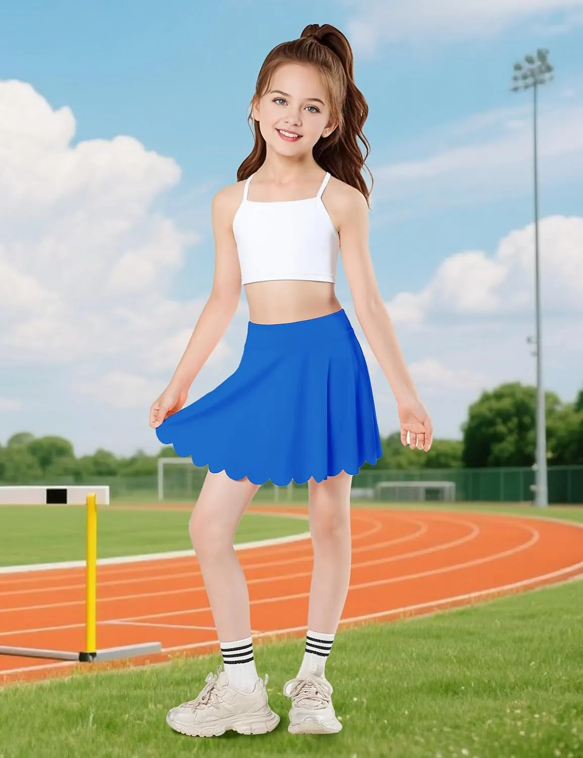 Girls Skorts Tennis Skirt for Girls with Pocket Flowy Butterfly Pleated Athletic Skort Toddler Kids 5-14Y