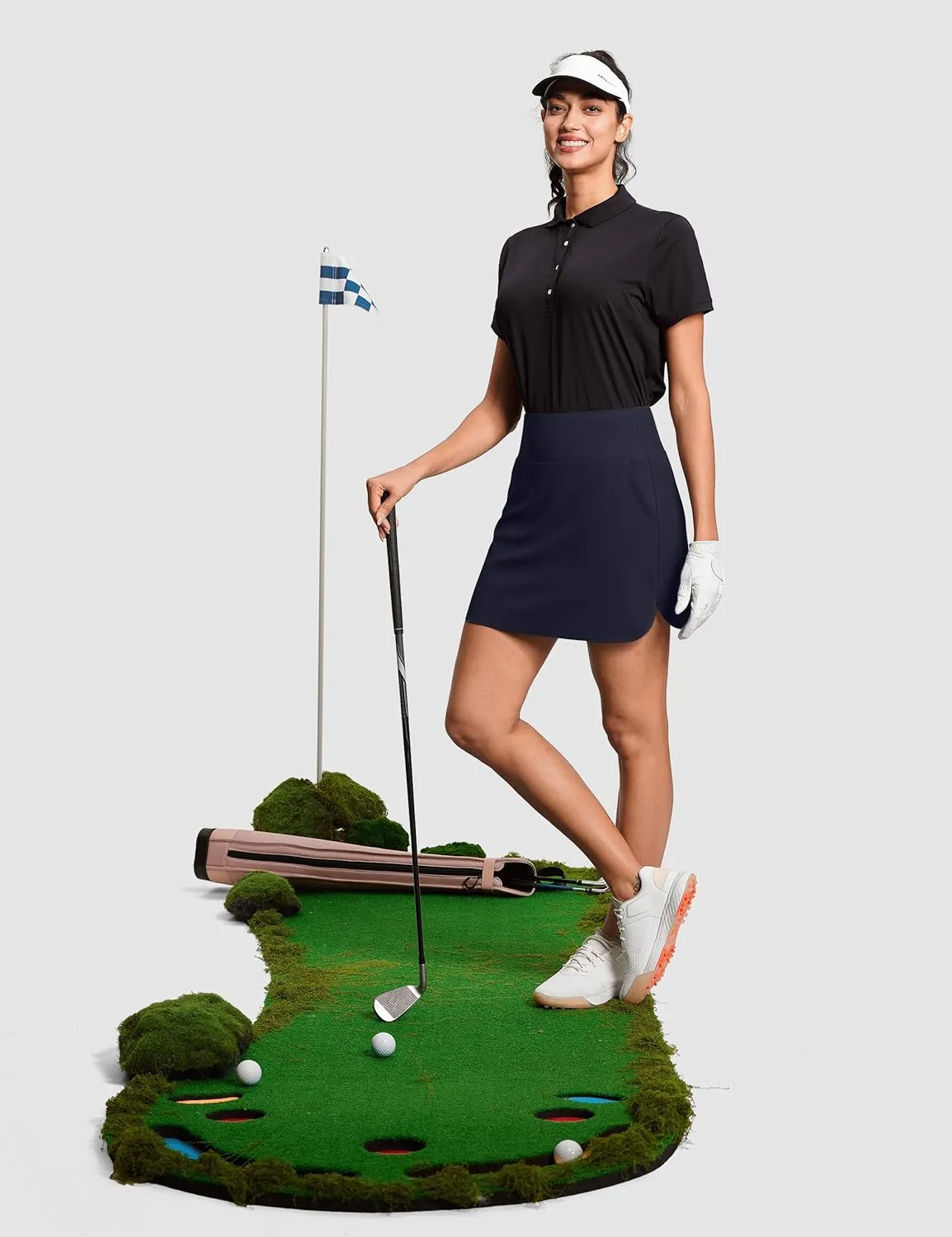 High Waisted Tennis Golf Athletic Skirts for Women Tummy Control Pickleball Skort with Shorts Pockets Anti Slip
