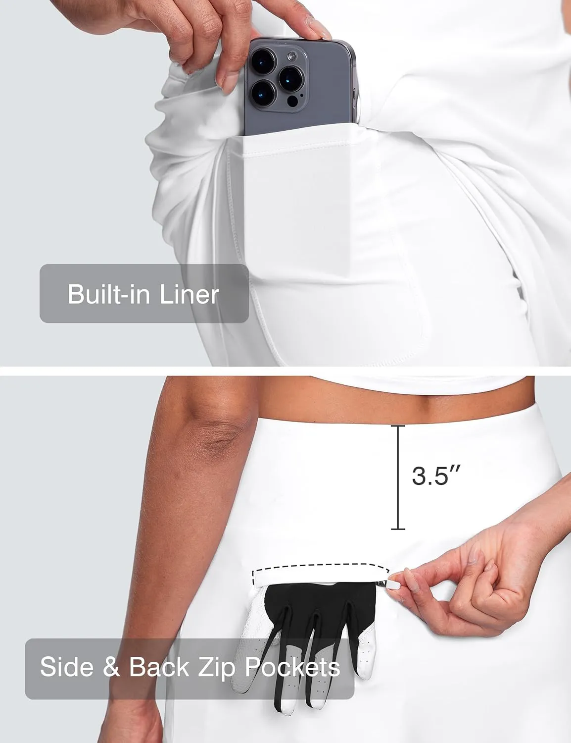 High Waisted Tennis Golf Athletic Skirts for Women Tummy Control Pickleball Skort with Shorts Pockets Anti Slip