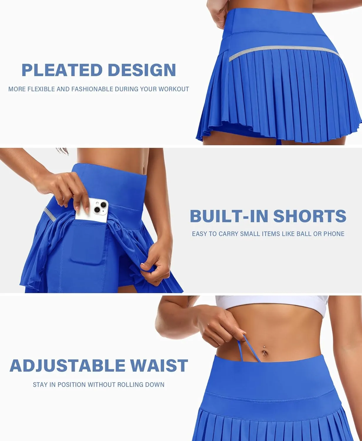 JoyGirl Womens Pleated Tennis Skirt with Shorts High Waisted Golf Skort Mini Skirt Workout Skirt Athletic Skorts with Pockets
