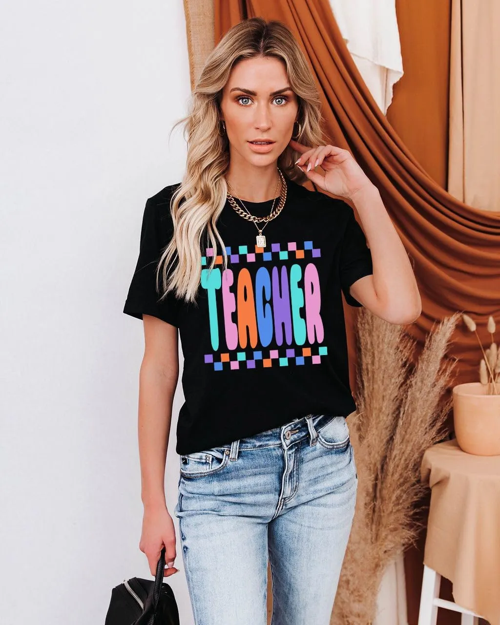 LHBNK Teacher Shirts Women ABCD Teacher Tshirt Teacher Life Shirt Tops Back to School Gifts Casual Summer Tops