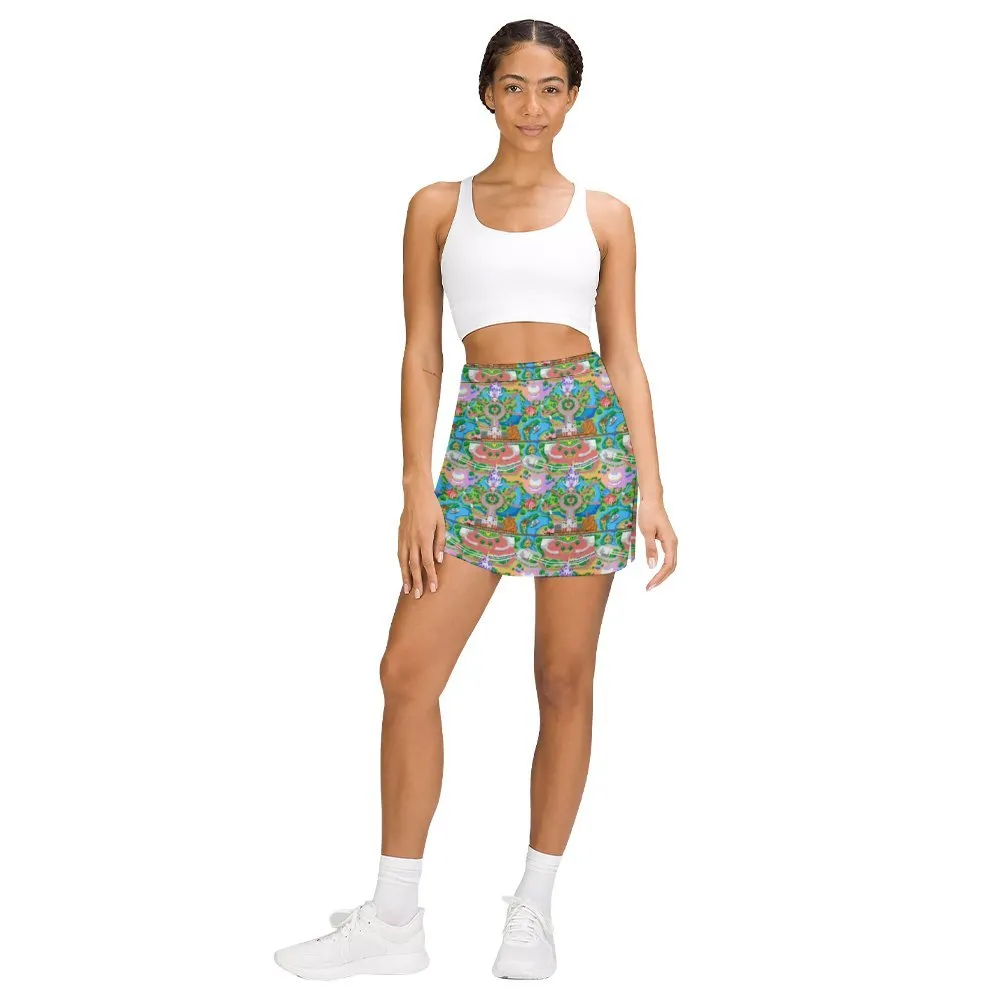Park Map Athletic A-Line Skirt With Pocket Solid Shorts