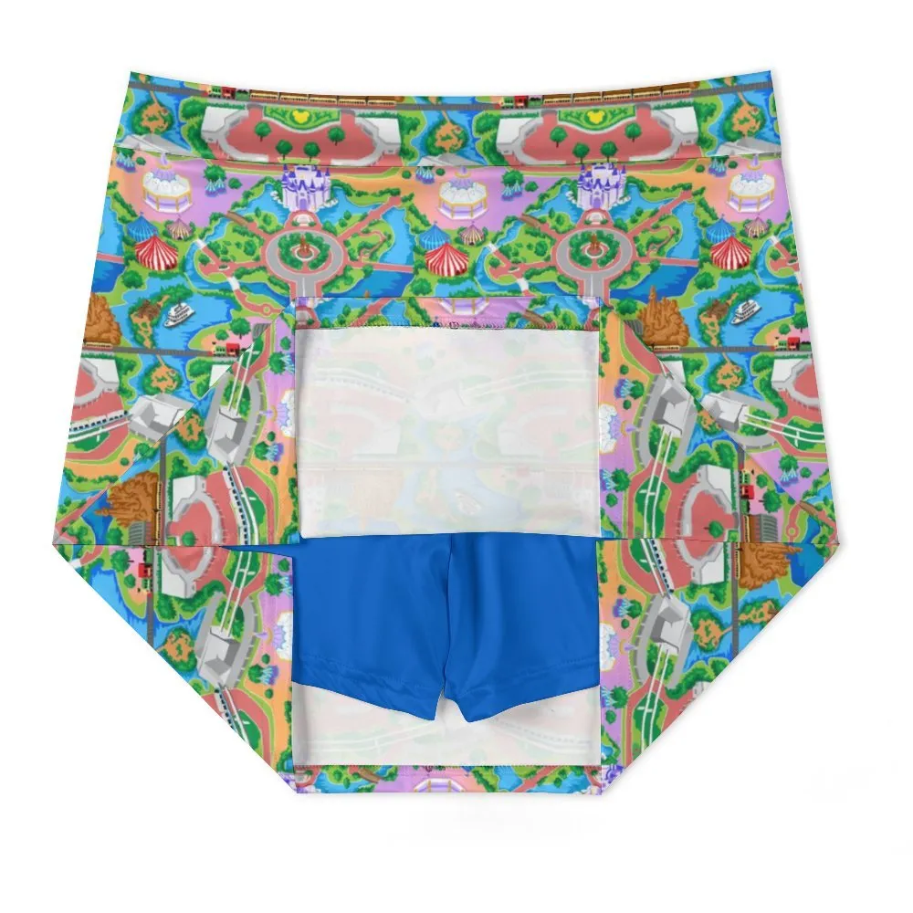 Park Map Athletic A-Line Skirt With Pocket Solid Shorts