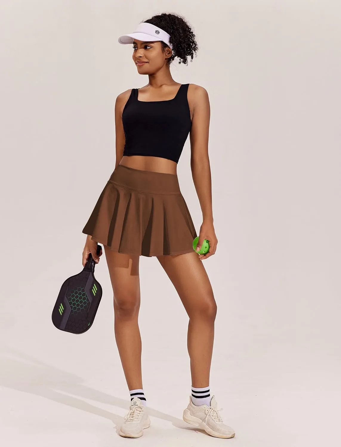PINSPARK Womens Tennis Skirt Pleated Athletic Skirts with Pockets Shorts High Waisted Golf Skort for Workout Pickleball
