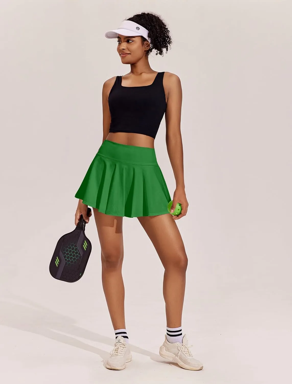 PINSPARK Womens Tennis Skirt Pleated Athletic Skirts with Pockets Shorts High Waisted Golf Skort for Workout Pickleball