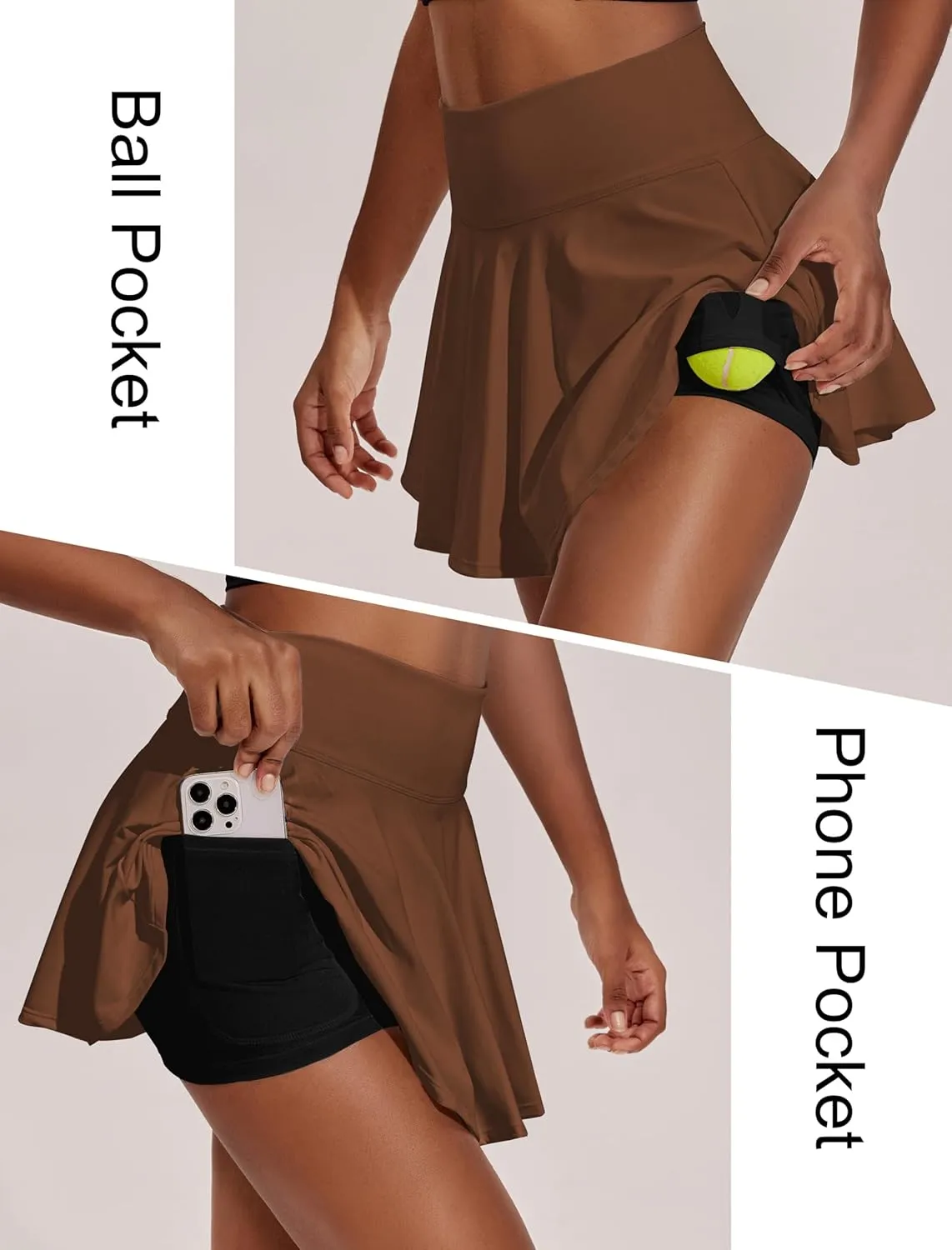 PINSPARK Womens Tennis Skirt Pleated Athletic Skirts with Pockets Shorts High Waisted Golf Skort for Workout Pickleball