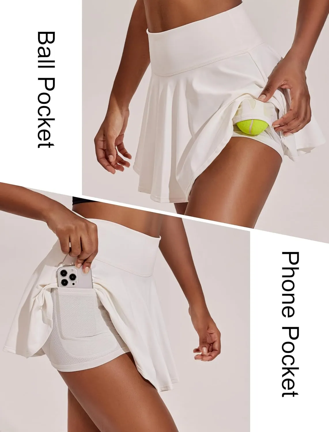 PINSPARK Womens Tennis Skirt Pleated Athletic Skirts with Pockets Shorts High Waisted Golf Skort for Workout Pickleball