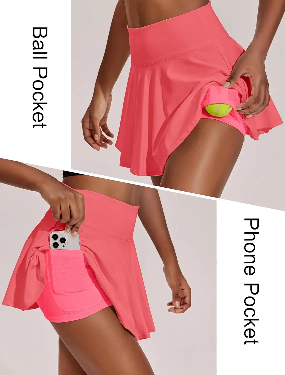 PINSPARK Womens Tennis Skirt Pleated Athletic Skirts with Pockets Shorts High Waisted Golf Skort for Workout Pickleball