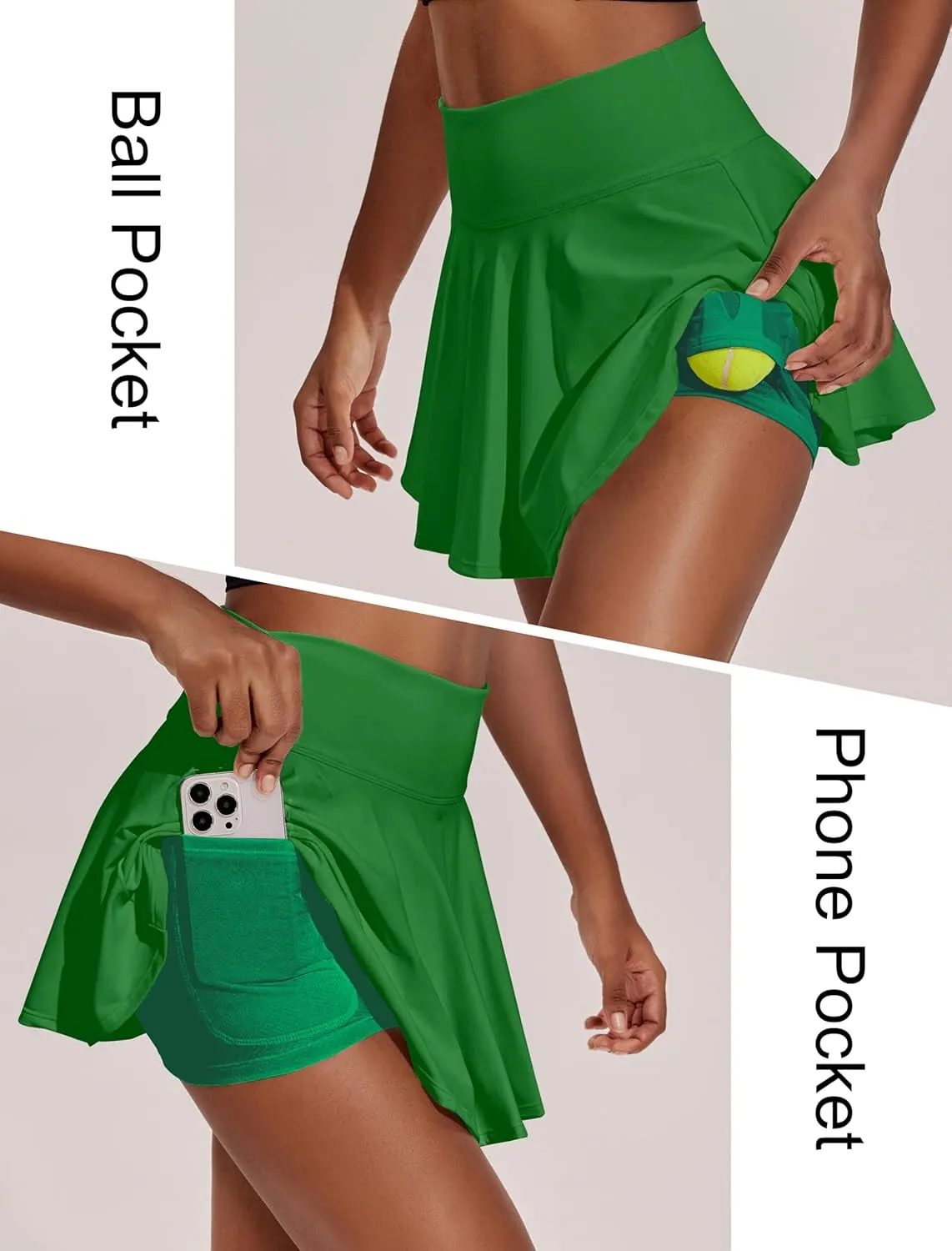 PINSPARK Womens Tennis Skirt Pleated Athletic Skirts with Pockets Shorts High Waisted Golf Skort for Workout Pickleball
