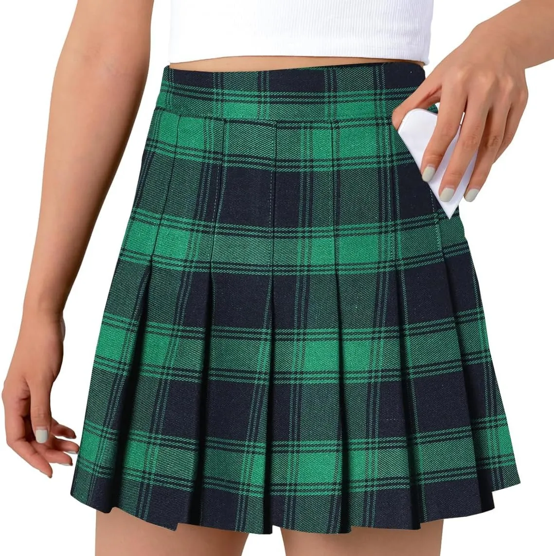 SANGTREE Women Girls Pleated Skirts with Shorts, Elastic Waist Uniform Plus Size Tennis Casual Skirt, 2 Years - US 4XL