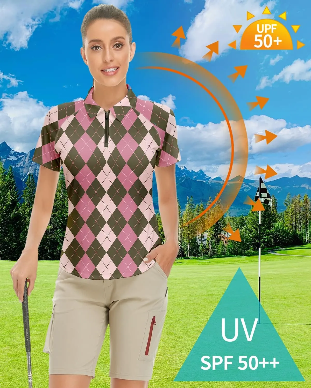 Soneven Women's Short Sleeve Golf Shirt Moisture Wicking Athletic Golf Polo Shirts Tennis Shirts