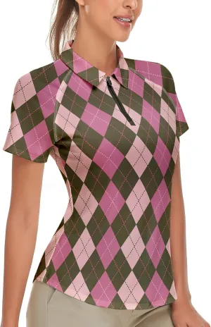 Soneven Women's Short Sleeve Golf Shirt Moisture Wicking Athletic Golf Polo Shirts Tennis Shirts
