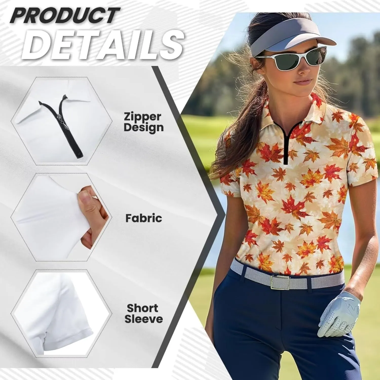 Suobstales Women Short Sleeve Golf Shirt Moisture Wicking Golf Polo Shirts Athletic Tennis Shirts Casual Outfits Workout Tops
