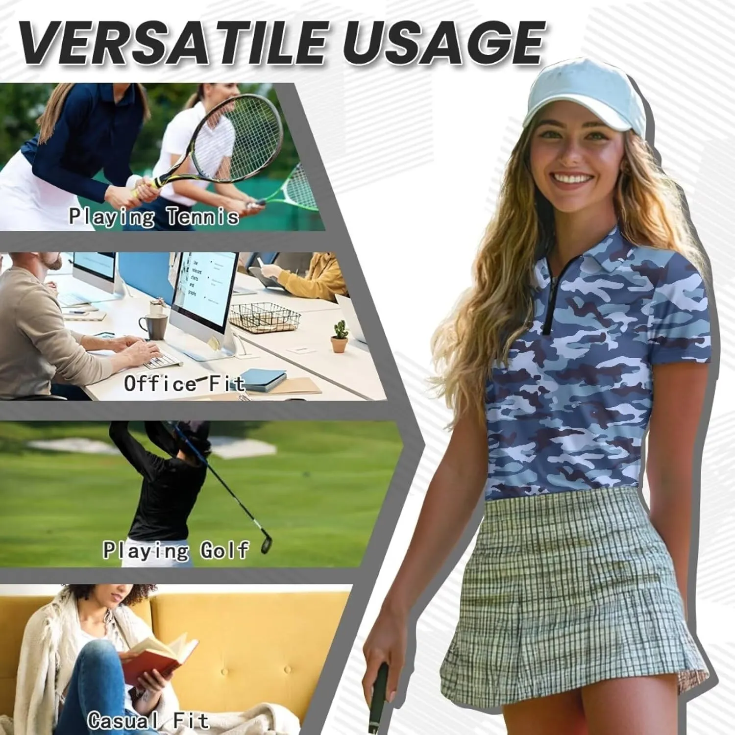 Suobstales Women Short Sleeve Golf Shirt Moisture Wicking Golf Polo Shirts Athletic Tennis Shirts Casual Outfits Workout Tops