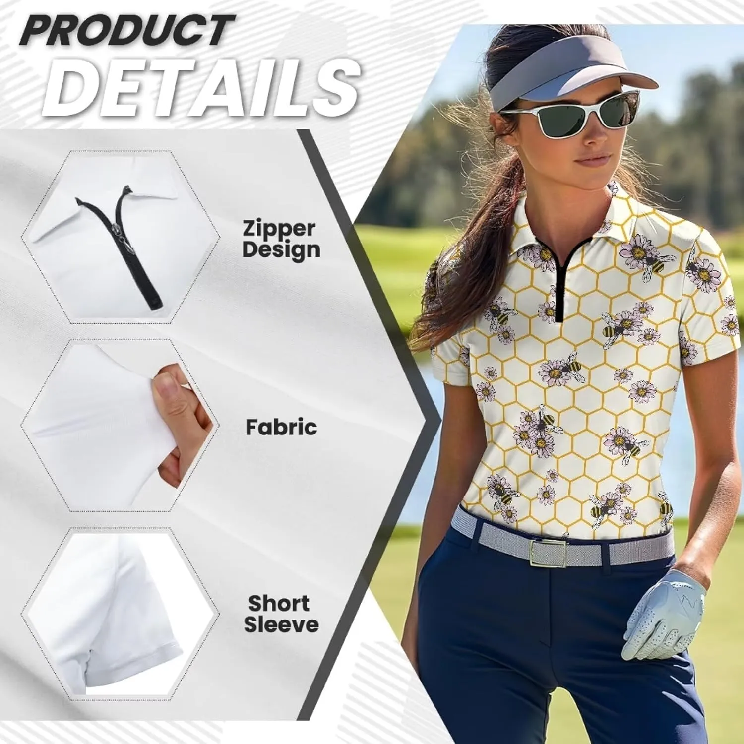 Suobstales Women Short Sleeve Golf Shirt Moisture Wicking Golf Polo Shirts Athletic Tennis Shirts Casual Outfits Workout Tops