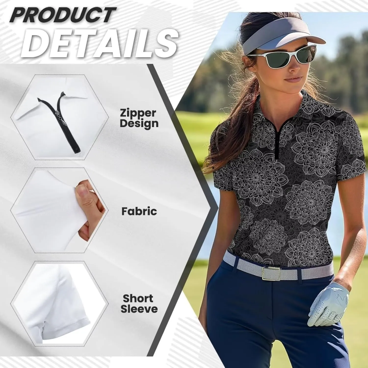 Suobstales Women Short Sleeve Golf Shirt Moisture Wicking Golf Polo Shirts Athletic Tennis Shirts Casual Outfits Workout Tops