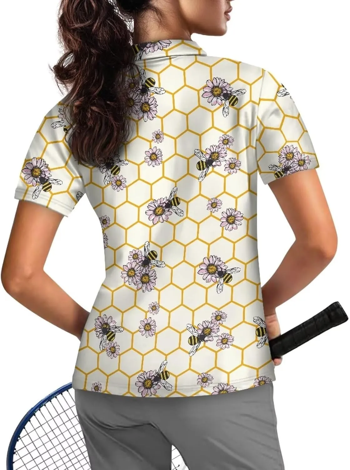 Suobstales Women Short Sleeve Golf Shirt Moisture Wicking Golf Polo Shirts Athletic Tennis Shirts Casual Outfits Workout Tops