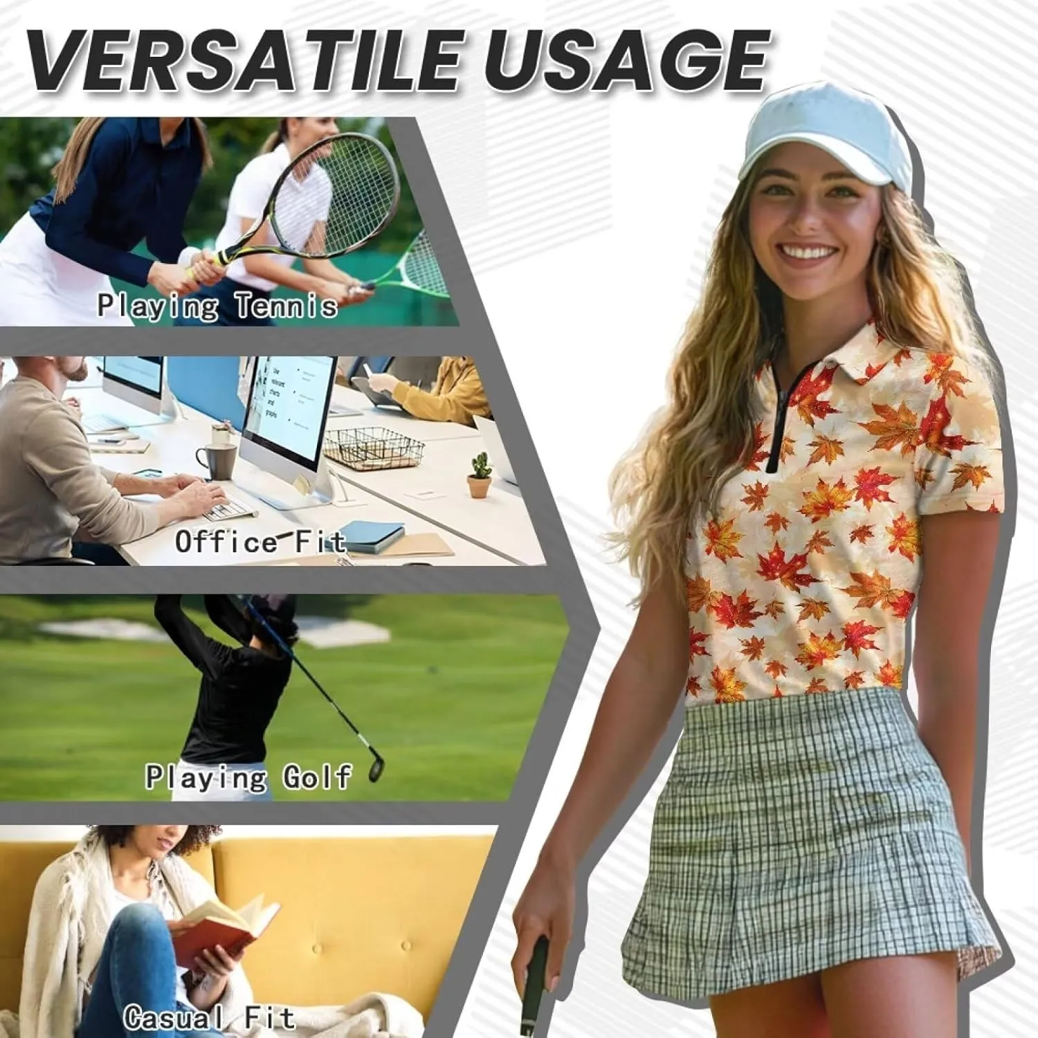 Suobstales Women Short Sleeve Golf Shirt Moisture Wicking Golf Polo Shirts Athletic Tennis Shirts Casual Outfits Workout Tops