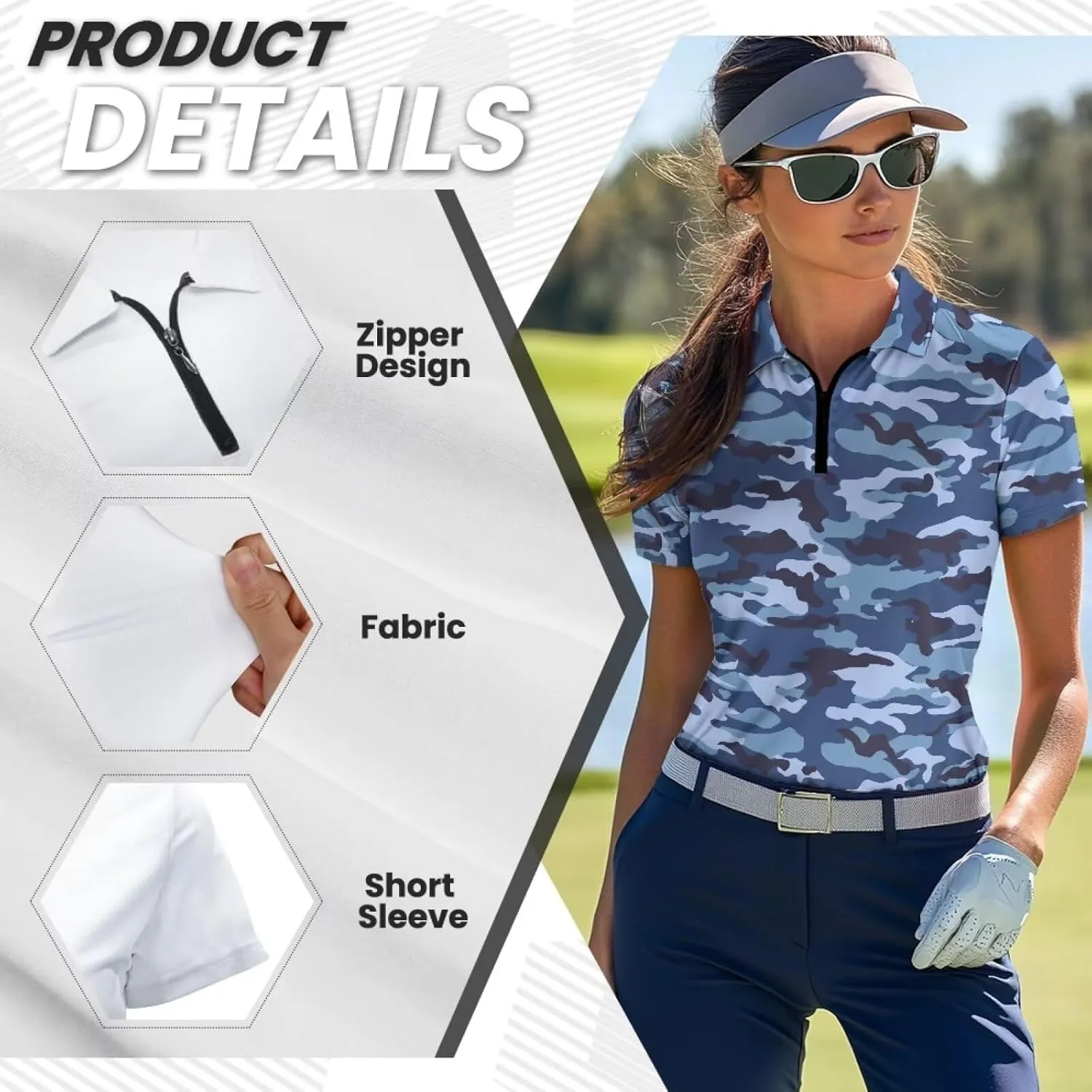 Suobstales Women Short Sleeve Golf Shirt Moisture Wicking Golf Polo Shirts Athletic Tennis Shirts Casual Outfits Workout Tops